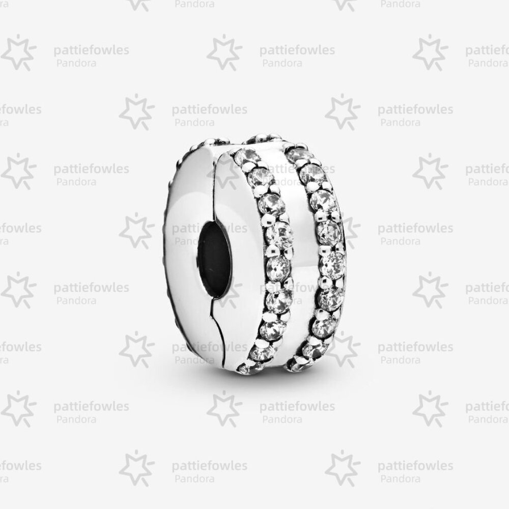 Pandora Double Lined Pavé Clip Charm|Pendant
